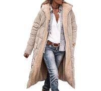 Vestiti invernali da donna 2025 cappotti lunghi in pile di shearling oversize con cappuccio, Kaki, XXL