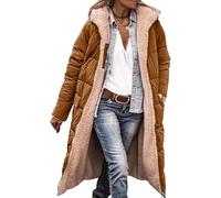 Vestiti invernali da donna 2025 cappotti lunghi in pile di shearling oversize con cappuccio, Marrone Intenso, 3XL