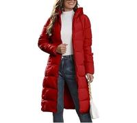 Vestiti invernali da donna 2025 cappotti lunghi in pile di shearling oversize con cappuccio, Rosso A1, XL