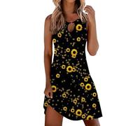 Vestiti Larghi Donna Estivi Vestito Prendisole Elegante Mare Abito in Cotone Estivo Boho Taglie Forti Vestiti Senza Maniche Casual Comoda vestibilità Abiti al Ginocchio Curvy Spiaggia Classico Swing