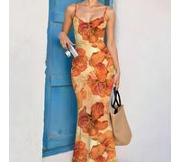 Vestiti lunghi multicolore da donna, abiti estivi eleganti senza maniche con spalline, outift estivi semplici per donne, abiti estivi, abiti da spiaggia, abiti da vacanza, abiti casual SHEIN X Glamanc