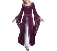 Vestiti Medievali Donna, Elegante Abito Medievale da Donna con Maniche Ricamate per Feste e Eventi in Costume