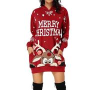 Vestiti Natale Donna- Felpe Natalizie con Cappuccio Manica Lunga Maglione Natale da Famiglia Taglie Forti Maglione Natale Sweatshirt con Tasche Casual Felpa Hoodie Elegante