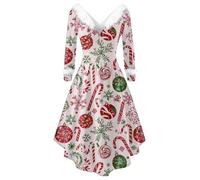 Vestiti Natalizi - Abito da Festa con Colletto a Maniche Lunghe Elegante e Fluido per Incontri Informali e celebrazioni Festive Perfetto per Mostrare Stile e Comfort in Ogni Occasione (XXXL)