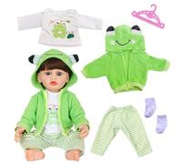 Vestiti per bambole da 50 a 55 cm, set per bambole da 20 a 22 pollici, 1 giacca con cappuccio verde, 1 top 1 paio di calzini 1 appendiabiti, graziose stampe di animali