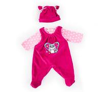 Vestiti per bambole di 40-46 cm, salopette, top e berretto, set, vestito con procione e cuori