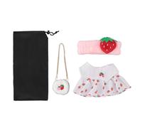 Vestiti per bambole di peluche, grazioso vestito in cotone con fascia, borsa per la spesa, borsa per la conservazione, personaggio pop imbottito, vestito giocattolo per bambole da 30 cm / 11,8 pollici