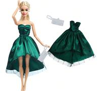 Vestiti per bambole giocattolo, set da 2 pezzi, disponibili in vari colori e stili, blu navy con stelle, verde chiaro glitterato, rosa glitterato e pizzo verde scuro. Adatti per bambole principesse da