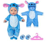 Vestiti per Bambole per New Born Baby Doll, Abiti per Bambolotti 35-45cm/14-17in, Blu Vestiti Bambole con Appendiabiti, Regali per Ragazze