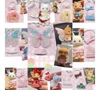 Vestiti per mini bambole di conigli della famiglia di animali della foresta, adatti per bambole di medie-piccole dimensioni Corolle/Berenguer (4-6 cm), solo vestiti Set di fiori di cristallo rosa,Set