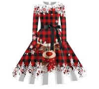 Vestiti per Natale Donna - Moda Donna Casual Natale Scollo a V Donne Natale Grafico Elegante Abiti Senza Maniche Sexy Floreale (Watermelon Red M)