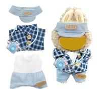 Vestiti per Peluche di Labubu, Vestiti per Labubu Pop Mart da 17 cm, Cute Vestiti per Bambole Labubu (Peluche Non Incluso), con Decorazione Mini-Telecamera (Blu)