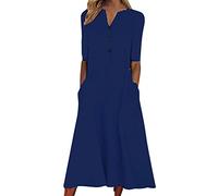 Vestiti Rinascimento Donna - Abito Estivo Casual per Donna con Bottoni A Maniche Corte con Stampa Floreale Abito Longuette Fluido per Feste Gravidanza Abbigliamento