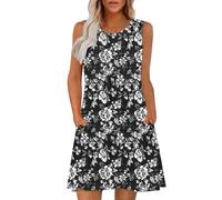 Vestiti Sensuale Donna Scollo Rotondo con Spalline Tinta Unita Unisex Curvy Mare Prendisole Boho Aderente Moda Largo Vintage Abito Dress Copricostume Vestito Offerte Lampo del Giorno