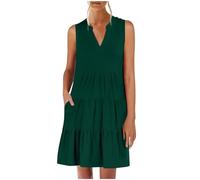 Vestiti Sensuale Donna Senza Maniche Scollo a V Tinta Unita Unisex Curvy Mare Prendisole Boho Aderente Moda Largo Vintage Abito Dress Copricostume Vestito Offerte Lampo del Giorno