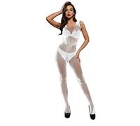 Vestiti Sexy Donna Aperti Indumenti Intimi Donna Lingerie Sexy da Indumenti da Notte Notte Calza per Corpo Tuta A Rete Lingerie Completino Capodanno Sottoveste Pizzo White One Size