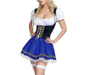 Vestiti Tirolesi Donna - Abito Tradizionale Bavarese Moderno con Camicetta Dirndl Abiti Midi per le Signore Abiti Lunghi Costume Sexy Occasioni Speciali Dirndl Oktoberfest Cameriera Abiti da Festa