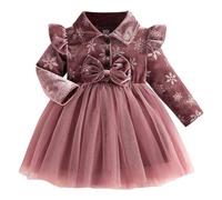 Vestitini per Bambine, a Maniche Lunghe, con Fiocco Natalizio, con Stampe, Vestitini Vestito Adulta