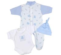 vestitini per prematuro, seta da 3 pezzi, Tutina, tuta e cappello blue teddy 0.7/1.6 kg