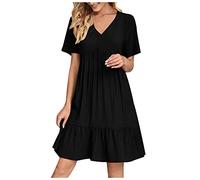 Vestitino Donna Elegante Offerte Abito Estivo Donna Scollo a V Senza Maniche Vestito con Tasche Comodo Casual Abiti da Sole al Ginocchio Copricostume Spiaggia Prendisole Beach Dress