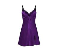 Vestitino Donna Hot Trasparente Négligé Camicia da Notte Camicia da Notte in Raso Big Ladiesscollo a V con Orlo Completino DonnaHot Costume Donna (Purple L)