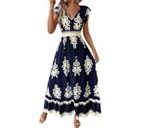 Vestitino Estivo Donna, Moda Estivo Chic Casual Casa Curvy Comode Mare Cocktail Floreale Estiva Elegante Semplice Leggeri Estivi Maniche Corte Leggero Eleganti Abiti Donna Estivi Eleganti,L