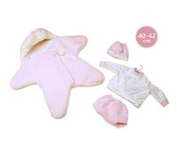 Vestitino per bambola NEW BORN 40-42 cm - set rosa con pile a stelle Llorens