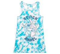 VESTITINO STITCH ANGEL DISNEY SCAMICIATA ABITO SMANICATO COTONE TIE-DYE AZZURRO