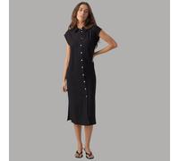 Vestito a camicia lungo nero in misto lino e viscosa Vero Moda My Milo 10282532