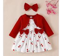 Vestito a maniche lunghe con patchwork floreale e fiocco rosa per neonata, con fascia elegante, dolce e carina, adatto per attività all'aperto quotidiane e tempo libero in autunno 6-9M,0-1M,1-3M,3-6MF