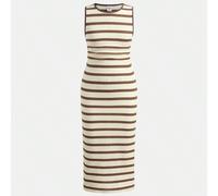 Vestito a righe beige e bianco aderente con spacco laterale, lunghezza media, adatto per l'estate, per vacanze, scuola e uscite, abbinabile tra madre e figlia o sorelle 7Y,8Y,9Y,10Y,11Y,12Y,13YA stris