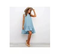 vestito abito donna corto bohemian azzurro scacchi morbido boho 52772