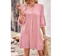 Vestito Abito Donna Corto Bohemian Rosa Raso Morbido Boho Chic 58893