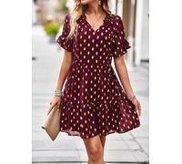 Vestito Abito Donna Corto Bohemian Rosso Oro Raso Morbido Boho Chic 58852