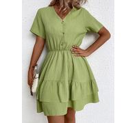 vestito abito donna corto bohemian verde pistacchio raso morbido boho chic 72320