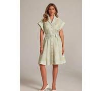 Vestito Abito Donna Corto Elegante Scollato Azzurro Colorato Cintura Raso 33312