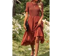 Vestito Abito Donna Elegante Lungo Boho Morbido Bohemian Arancione Bohoo 51650