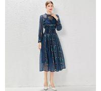 Vestito Abito Donna Longuette Raso Elegante Morbido Blu Colorato GIPSY 53448