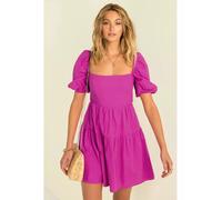 vestito abito donna morbido corto viola scollato morbido boho bohemian 41908