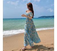 Vestito Abito Elegante Lungo Elegante BonTon Morbido Blu Celeste Raso 65090