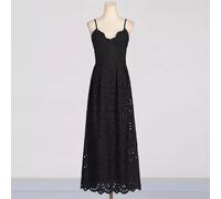 Vestito Abito Elegante Lungo Elegante Raso Boho Chic Pizzo Raso 10290