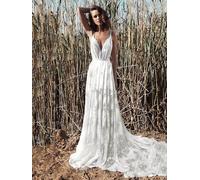 Vestito Abito Elegante Lungo Evento Fascia Sirena Bianco Pizzo Trasparente 56021