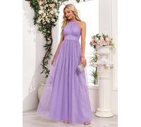 Vestito Abito Elegante Lungo Strass Rosa Lilla Sera Evento Cerimonia 11220