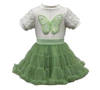 Vestito alla Moda per Ragazze con Gonna a Tutu e T-Shirt Elegante per Occasioni Speciali e Giornate di Festa (White, 3-4 Years)