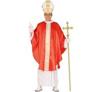 FIESTAS GUIRCA Costume da Papa Uomo - Costume da Cardinale Rosso con Cappello da Papa - Costume da Prete Uomo Taglia M 48-50