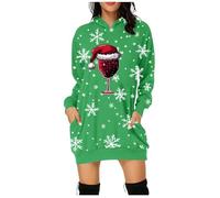 Vestito avvolgente Natale stampa lunga felpa da donna casual e confortevole top per le vacanze elegante e accogliente pullover per la stagione invernale, Verde chiaro, 3XL