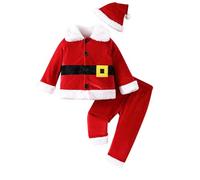 Vestito Babbo Natale Bambino My First Natale per Neonato Adorabile Neonata Vestiti per Natalizio Completo Natalizio Bambini My First Christmas Costume Top+Pantaloni+Cappello (Red-2, 18-24 Months)