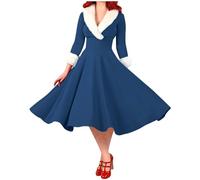 Vestito Babbo Natale Donna Elegante Velluto Scollo a V Abito da Sera Manica Lunga Cerimonia Vestiti da Babbo Taglie Forti Vestiti Eleganti Cerimonia Vestito da Natali Cosplay Costume Regalo di Natale