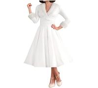 Vestito Babbo Natale Donna Elegante Velluto Scollo a V Abito da Sera Manica Lunga Cerimonia Vestiti da Babbo Taglie Forti Vestiti Eleganti Cerimonia Vestito da Natali Cosplay Costume Regalo di Natale