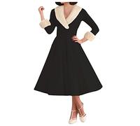 Vestito Babbo Natale Donna Elegante Velluto Scollo a V Abito da Sera Manica Lunga Cerimonia Vestiti da Babbo Taglie Forti Vestiti Eleganti Cerimonia Vestito da Natali Cosplay Costume Regalo di Natale